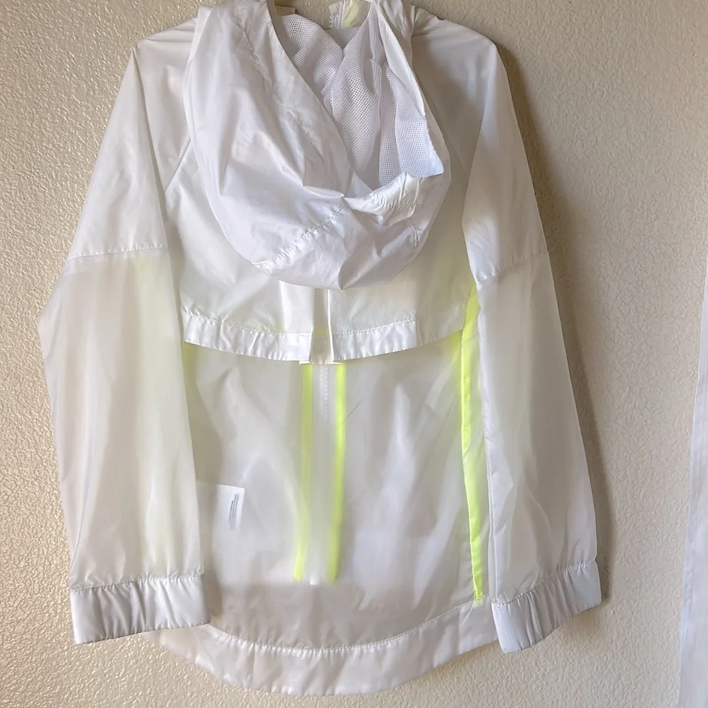 Nike Windbreaker Girls X-Small CU0043-100 White Neon Green Full Zip